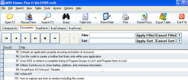 Open and View Access Database using MDB Viewer
