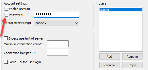 ftp filezilla host username and password