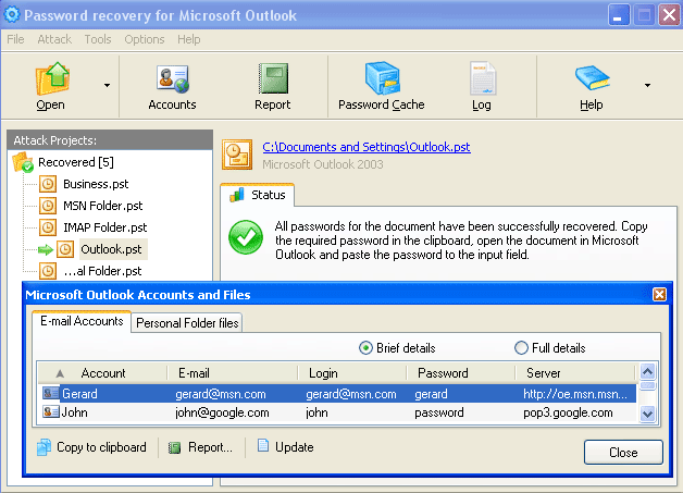 outlook pst password recovery for mac