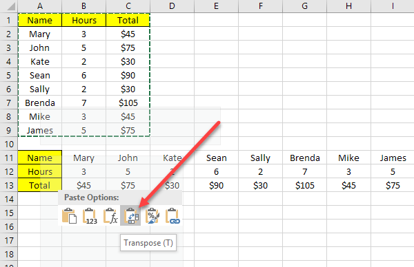 excel for mac transpose cells