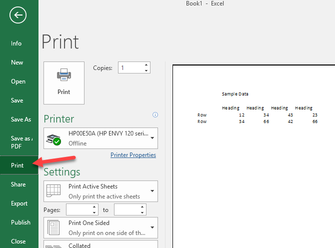 where is the print preview in excel for mac