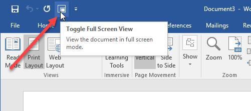 view-word-documents-in-full-screen-mode