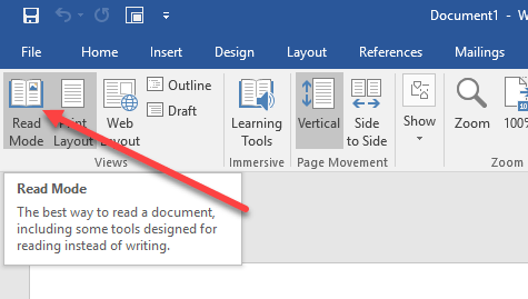 how to view word in presentation mode