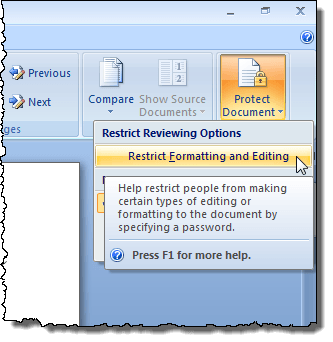 word 2016 protect a document from editing