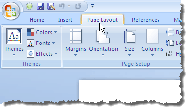 cannot change page layout in word 2007