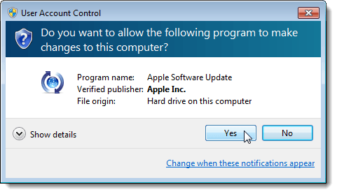 User Account Control dialog box