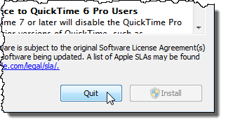 Closing the Apple Software Update dialog box