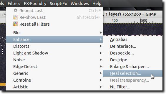 gimp 2.10 heal selection